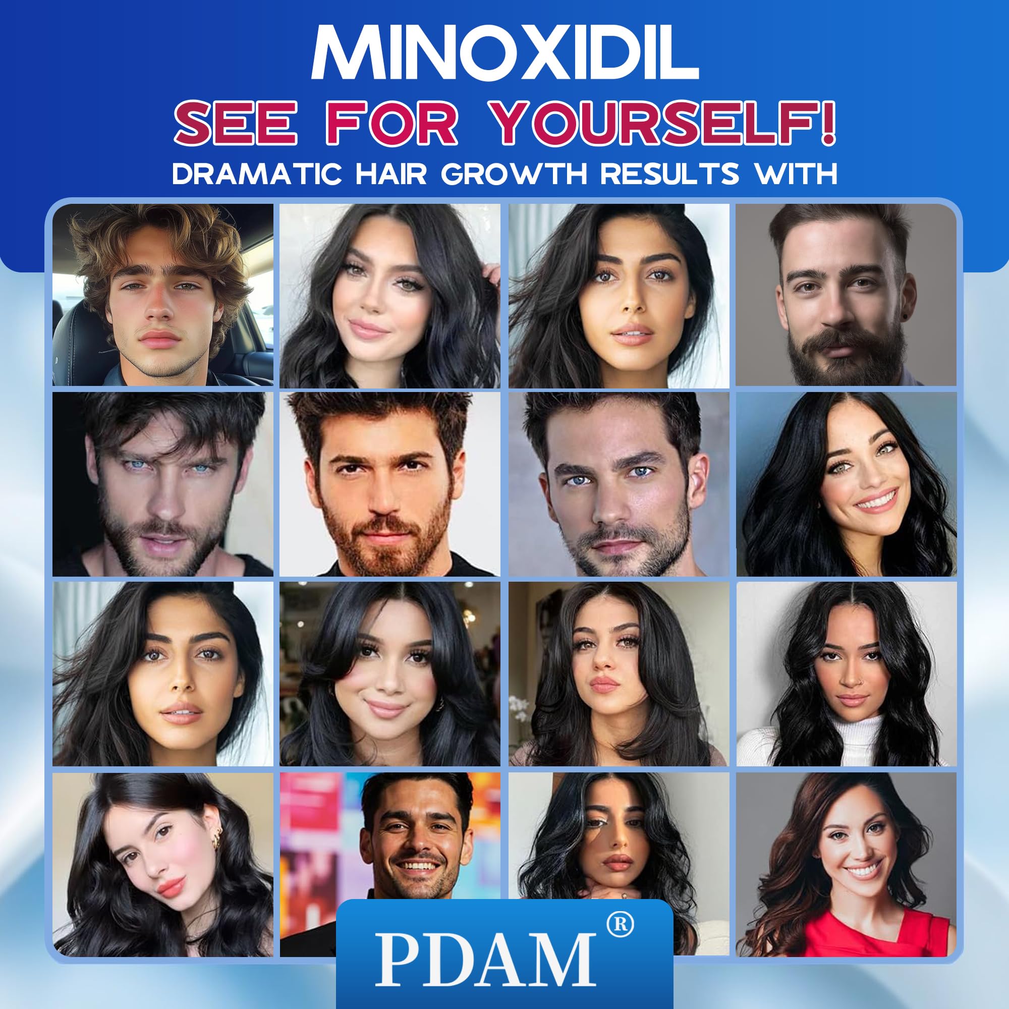 Pdam Minoxidil foam packaging indicates four-month supply