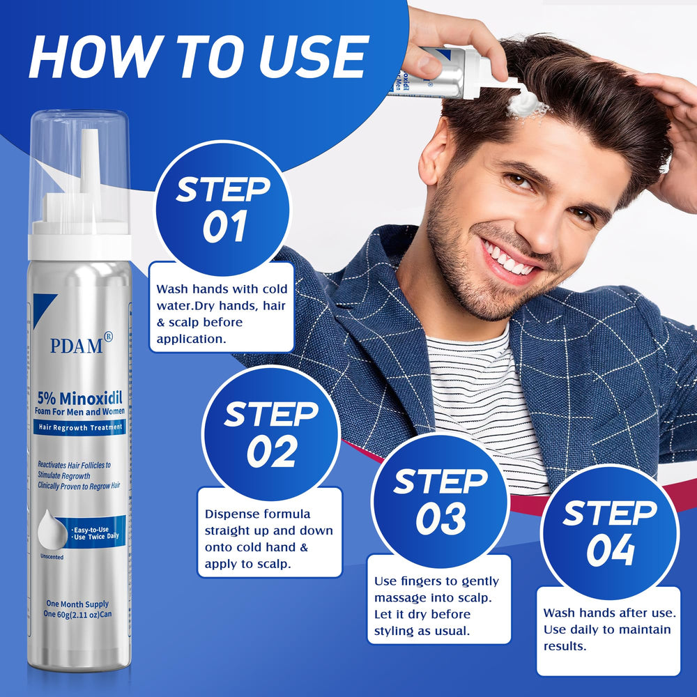 Texture close-up of Pdam Minoxidil foam creamy consistency