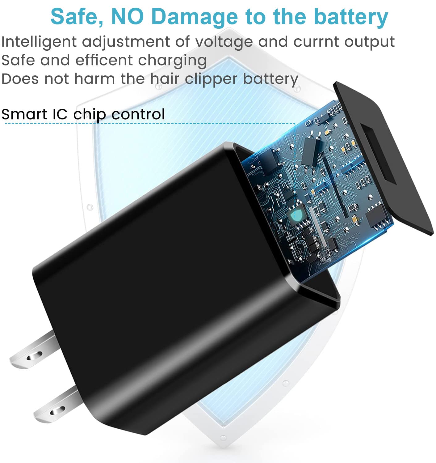 PDAPTMAG 1.5m power cord provides flexible charging reach for grooming sessions