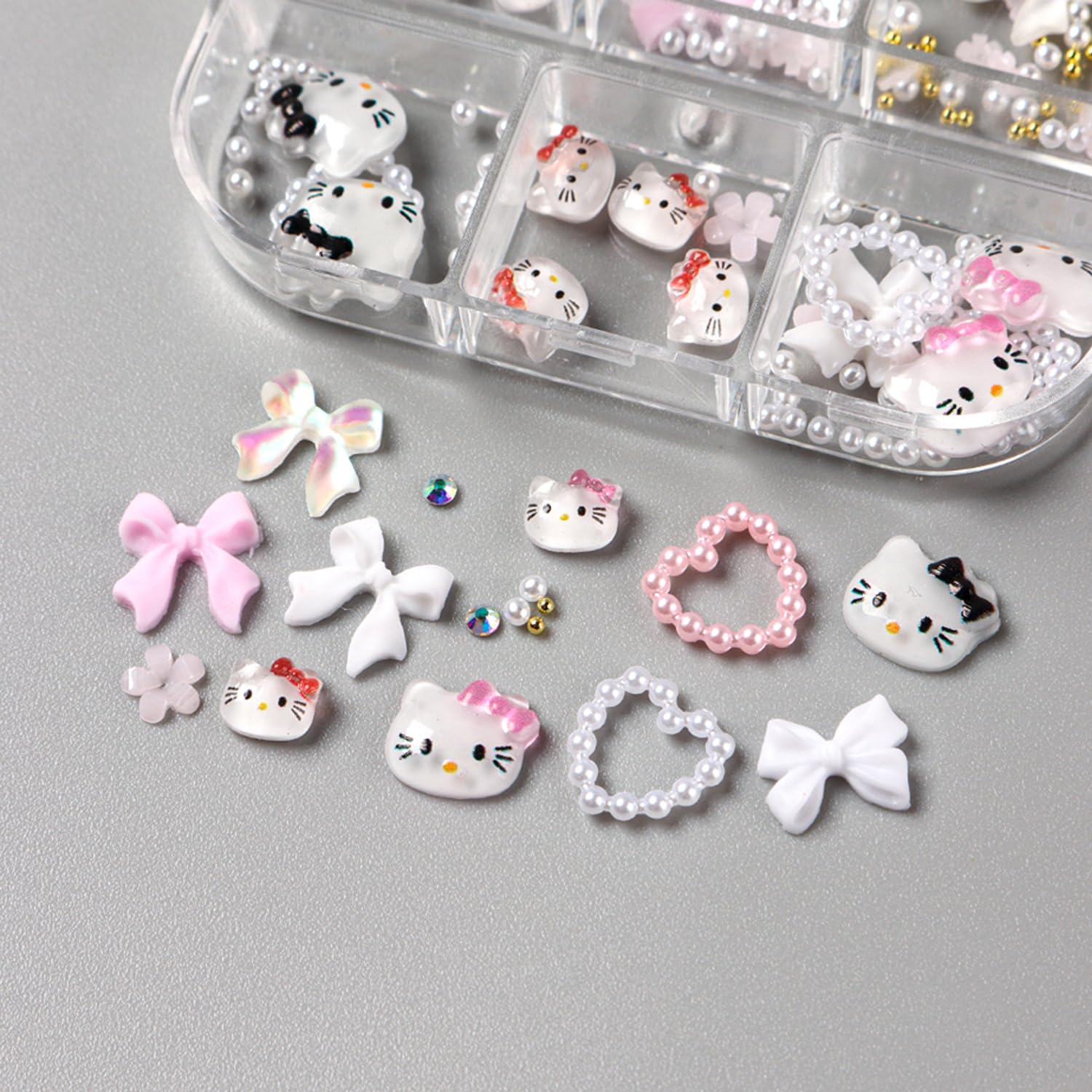 PDFADSK bow and heart decals offer cute accents for DIY nails.
