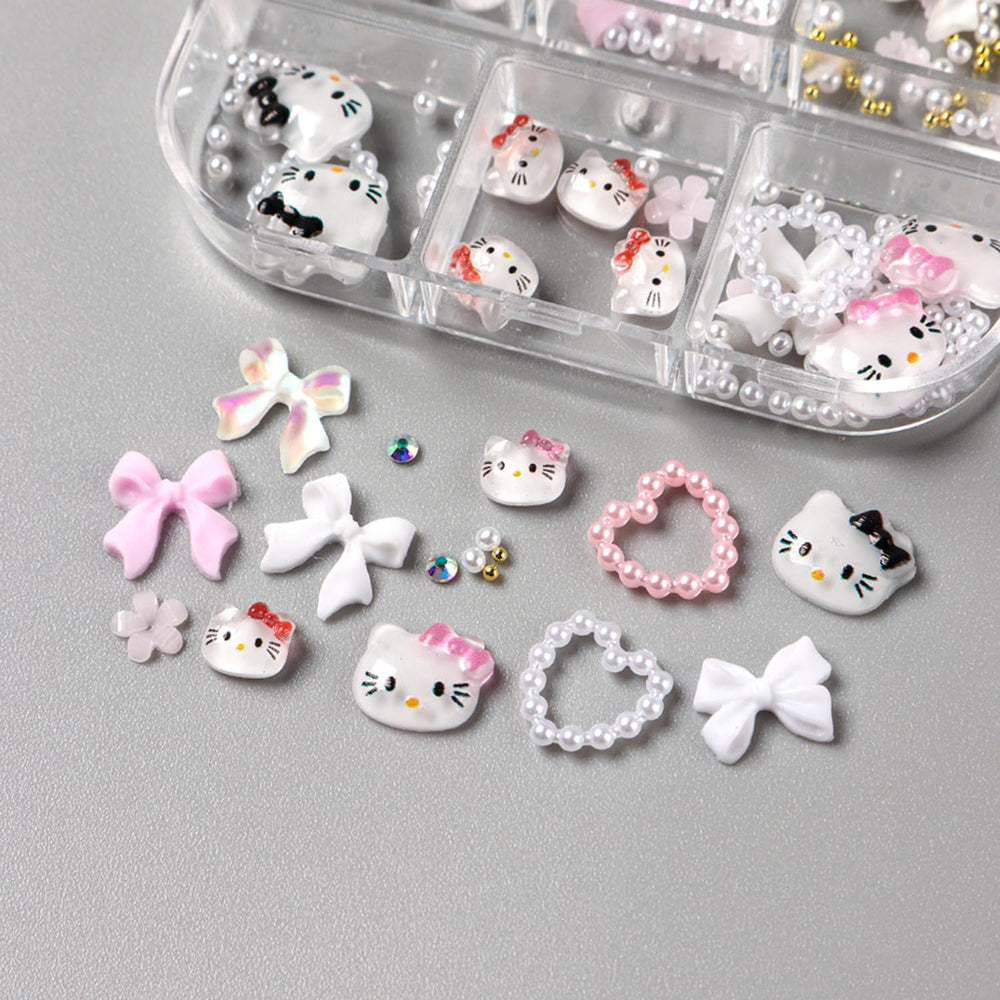 PDFADSK bow and heart decals offer cute accents for DIY nails.