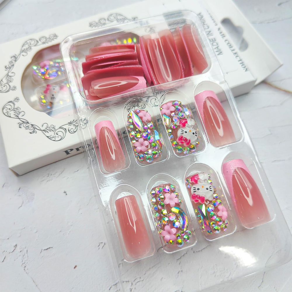 PDFADSK full-cover nails in square shape provide a clean, durable look.
