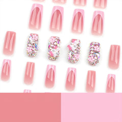 PDFADSK square medium press-on nails with adhesive tabs offer quick, easy application.