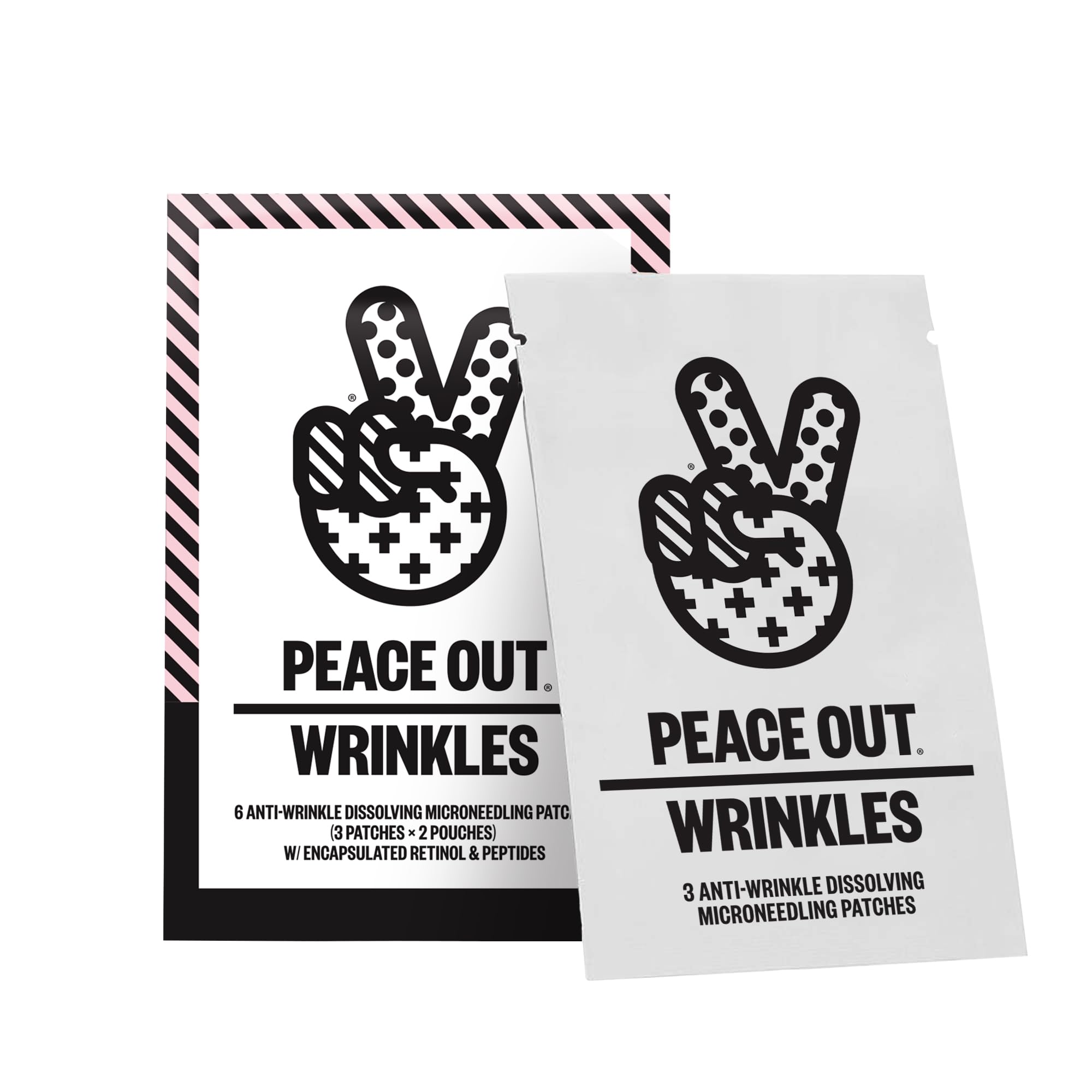 Peace Out microneedling patches in use on skin for a smoother, refined look.