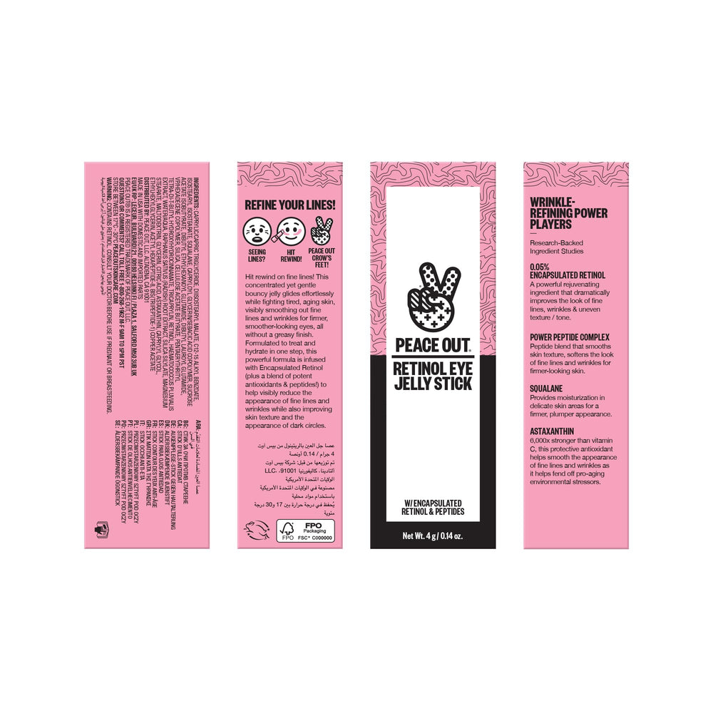 PEACE OUT Retinol Eye Jelly Stick applies smoothly at night for eye care.