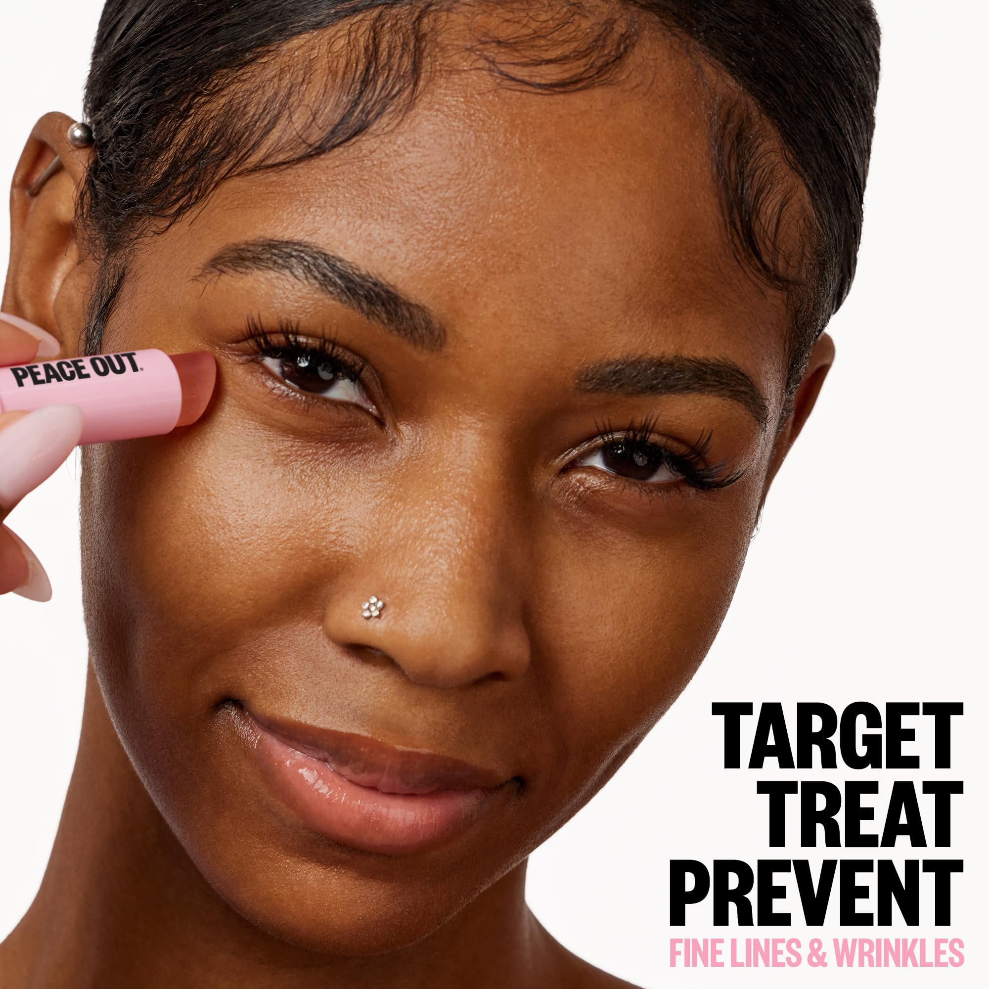 PEACE OUT peptides support firmness around the eye area.