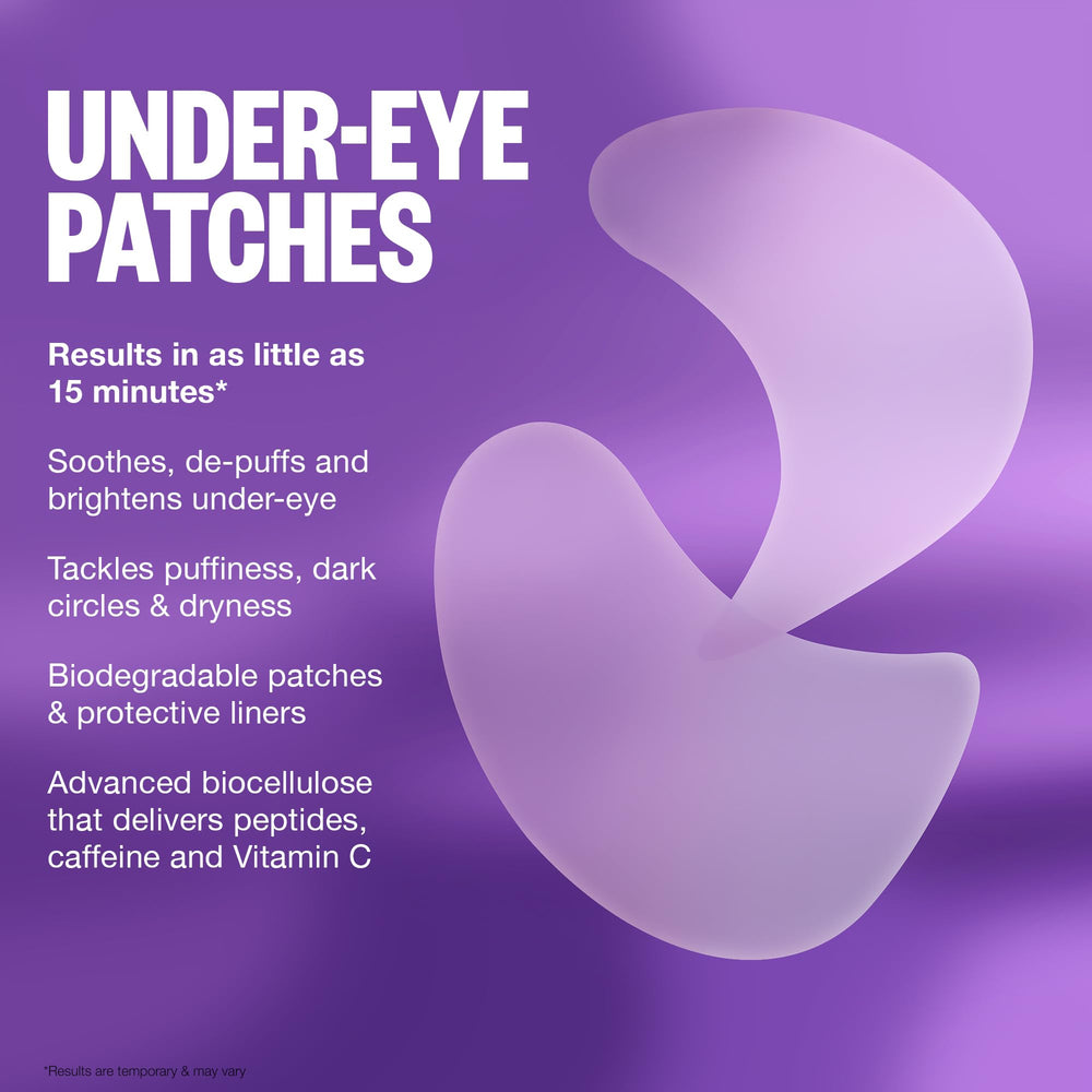 Peace Out Skincare under-eye masks worn during travel to revive tired-looking eyes.