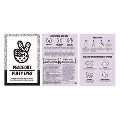 Peace Out Biocellulose eye masks close-up, lightweight texture ideal for gentle hydration.