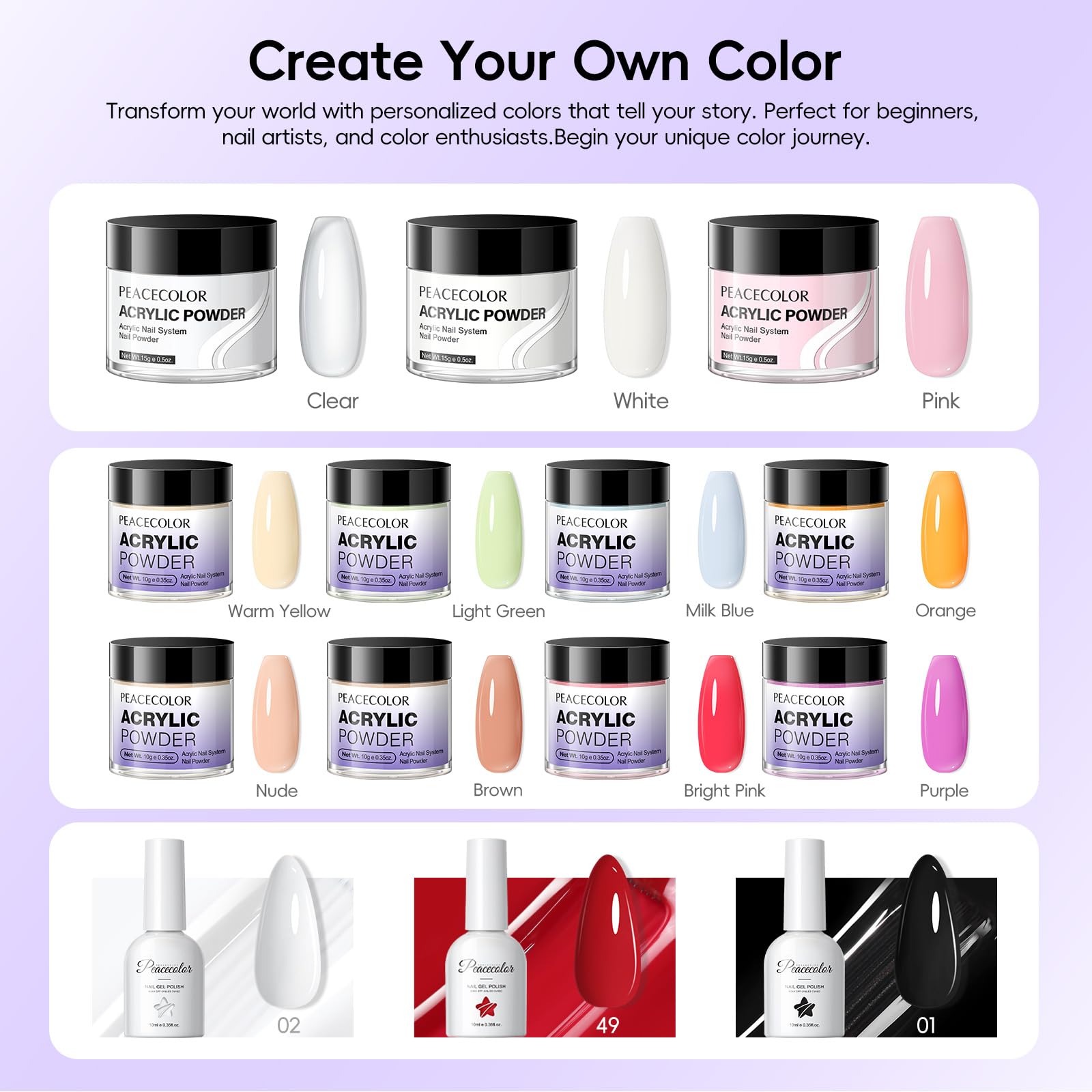 One hundred nail tips included for versatile nail length options.