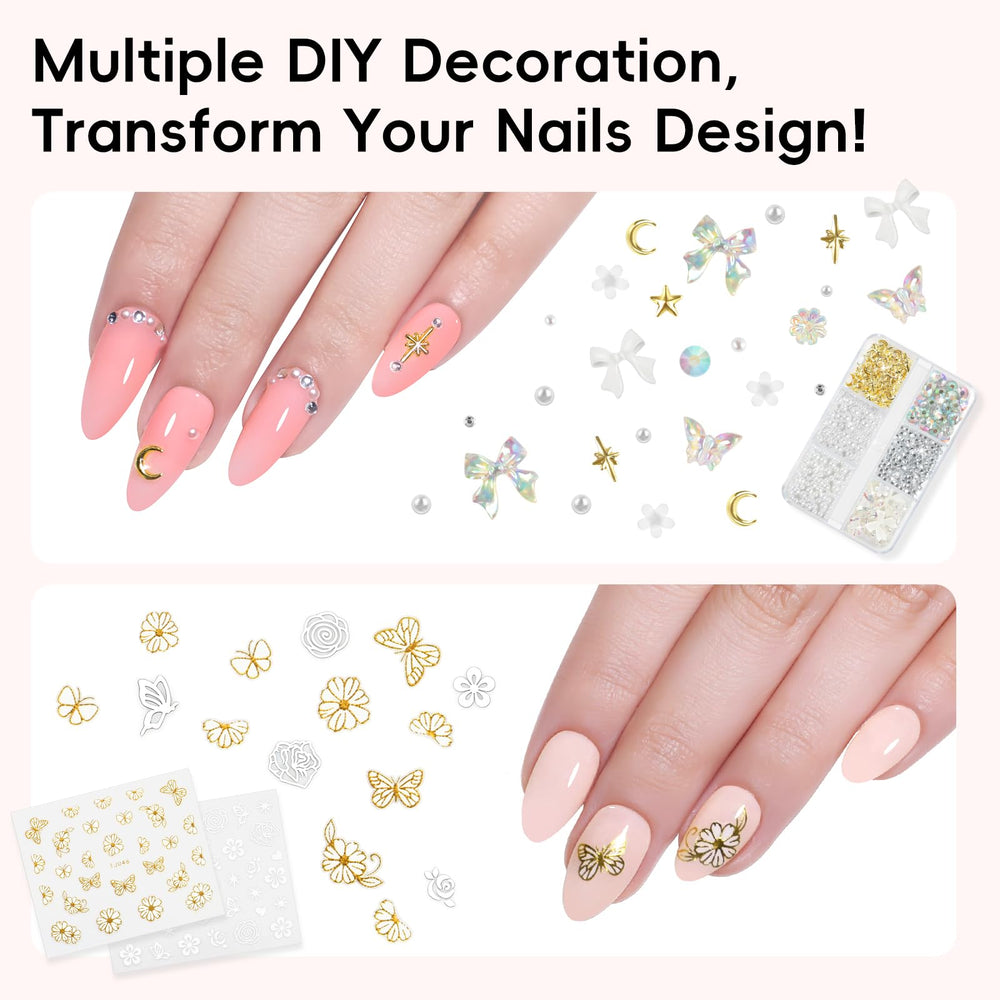 Peacecolor butterfly rhinestones and stickers for creative nail art accents.