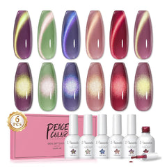 PEACECOLOR Cat Eye Red Glitter polish highlights bold, party-ready shimmer.