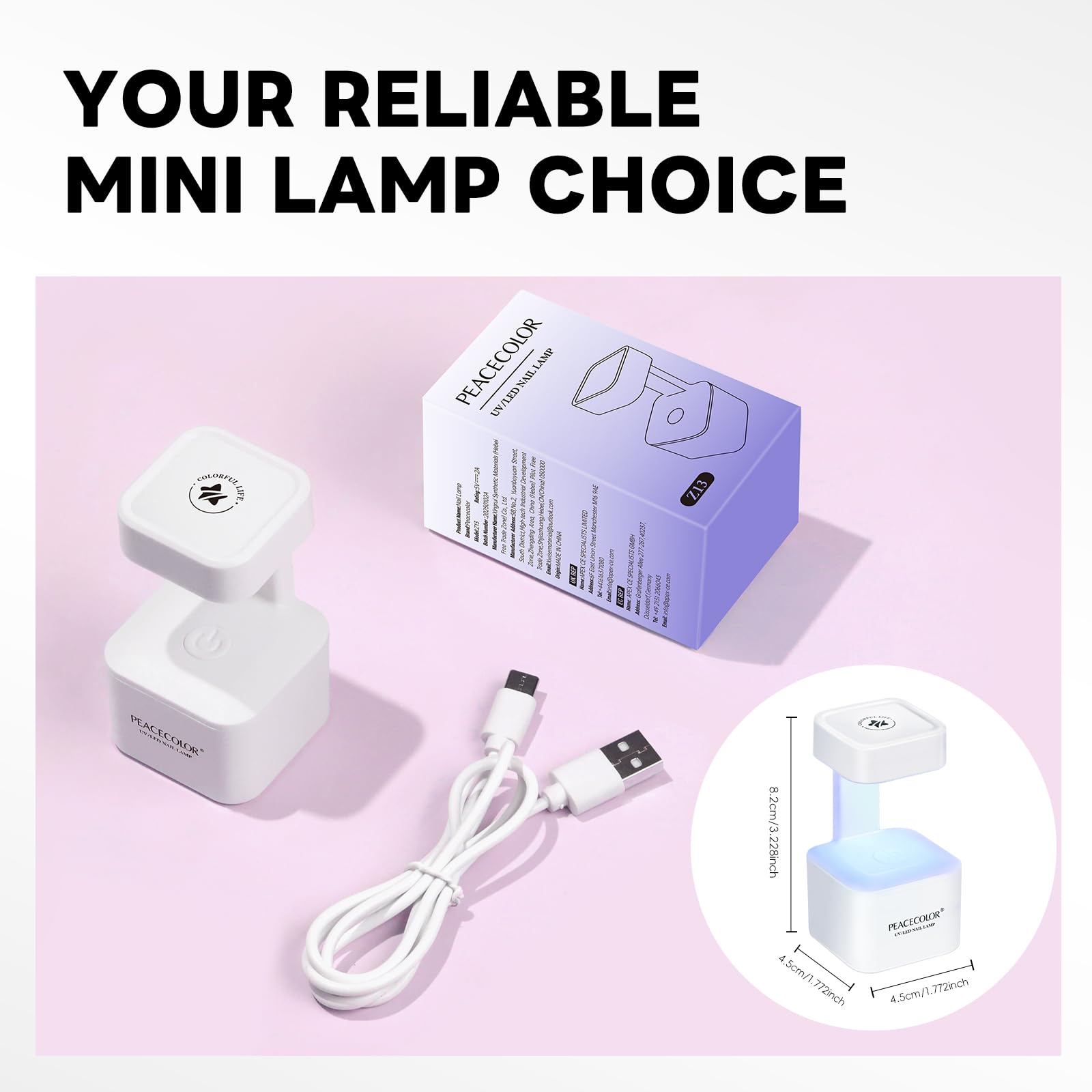 PEACECOLOR Mini UV lamp with 60s and 120s options