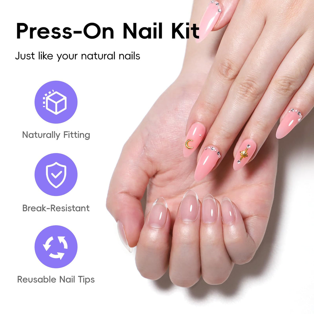 PEACECOLOR nail glue used as base coat and rhinestone adhesive for secure embellishments.