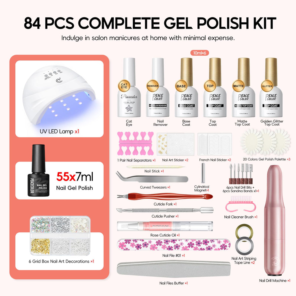 Peacecolor gel polish remover kit for safe at‑home cleanup.