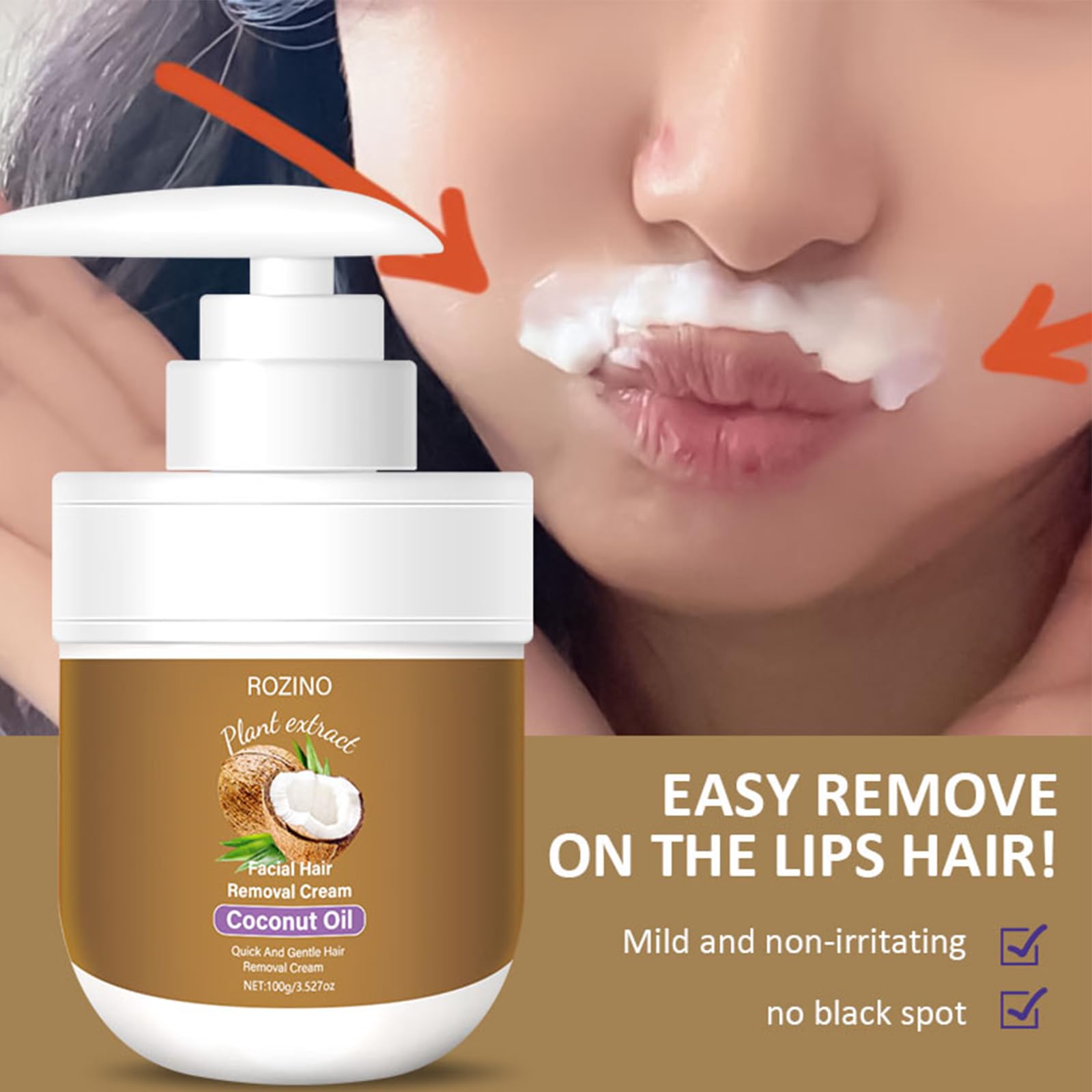 Peach extract hydration on face demonstrates skin conditioning after depilation.