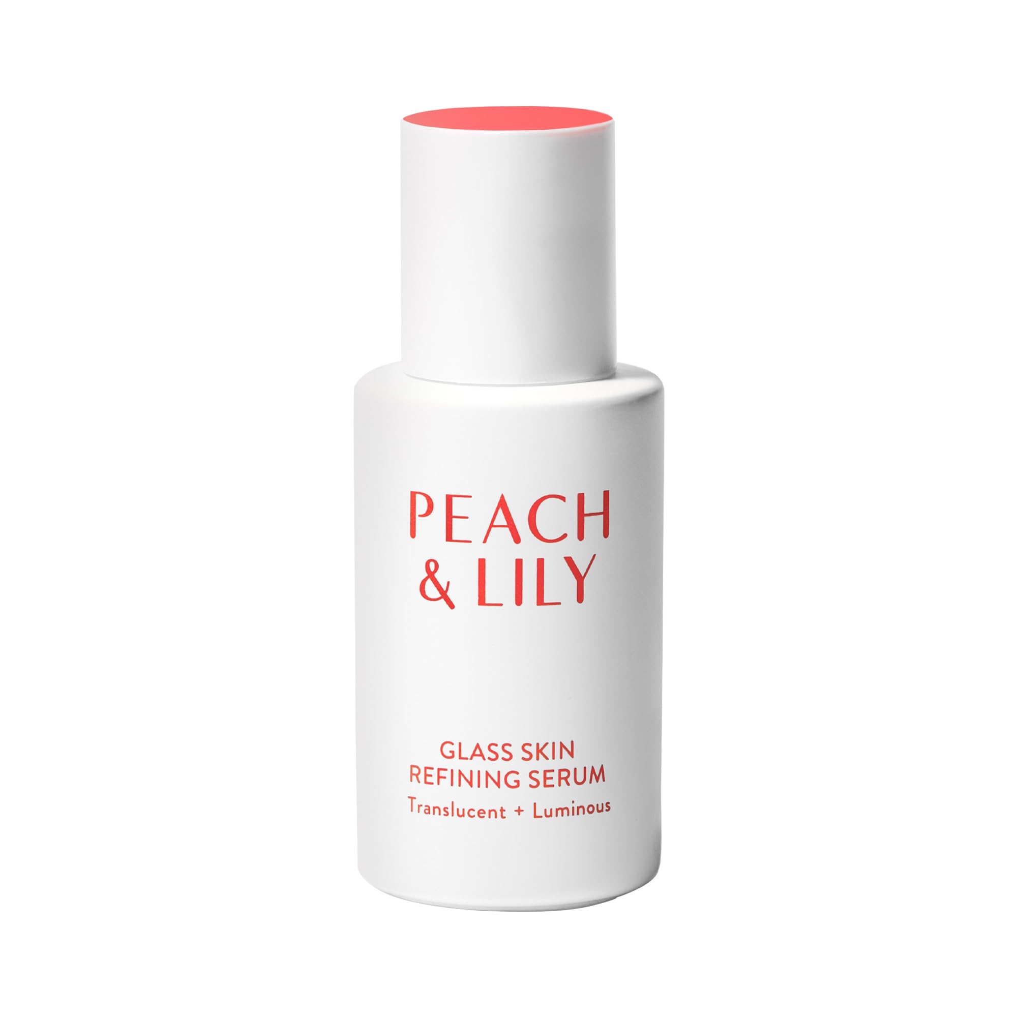 Peach & Lily Glass Skin Refining Serum bottle showing luminous hydration for a radiant complexion.