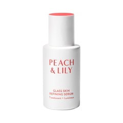 Peach & Lily Glass Skin Refining Serum bottle showing luminous hydration for a radiant complexion.