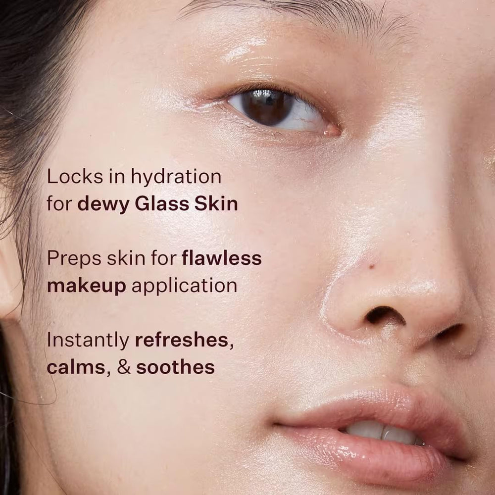 Peach & Lily Glass Skin Veil Mist spray action delivers instant refresh.