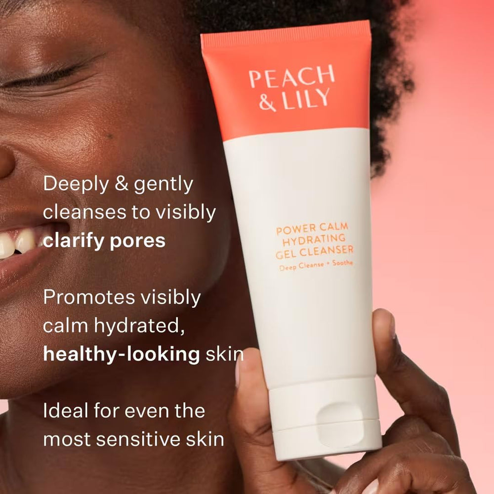 Power Calm gel texture forming a milky foam for hydration during cleansing.