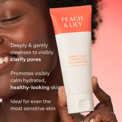 Power Calm gel texture forming a milky foam for hydration during cleansing.