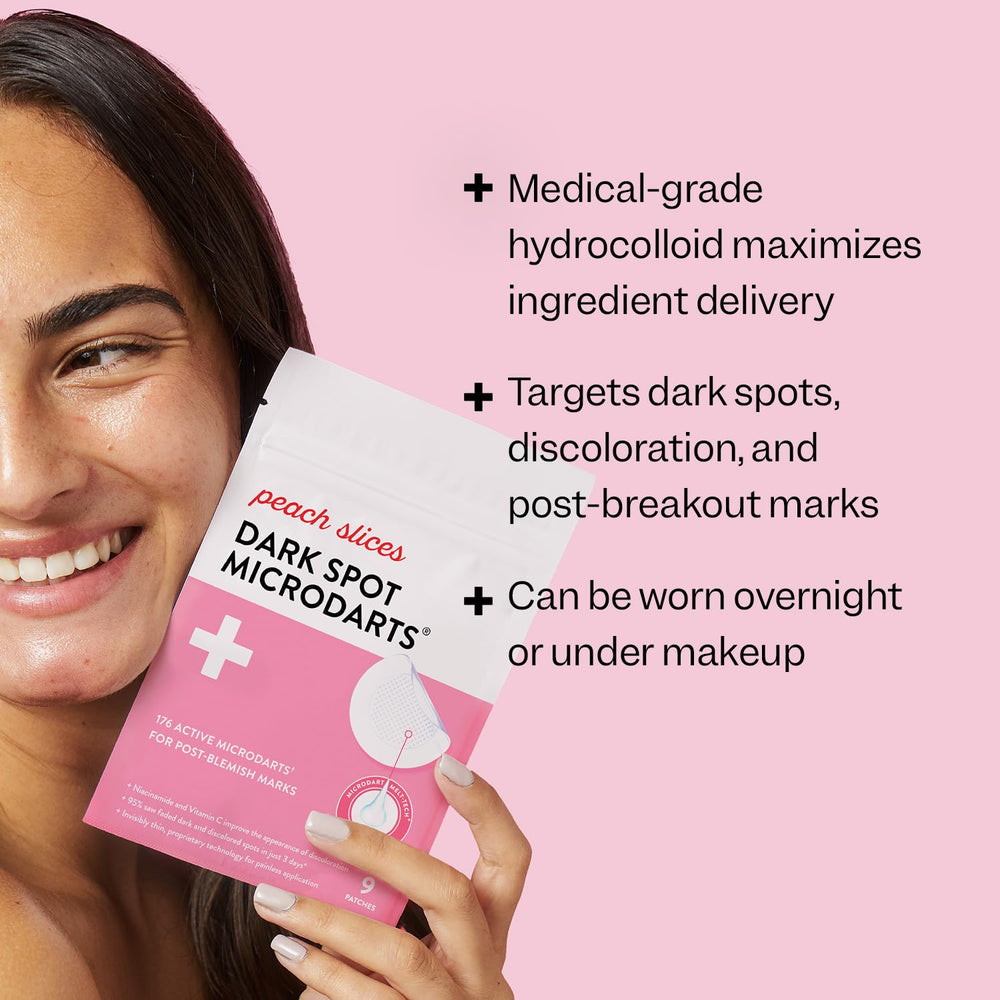 Peach Slices patch being applied to skin for post-blemish care.