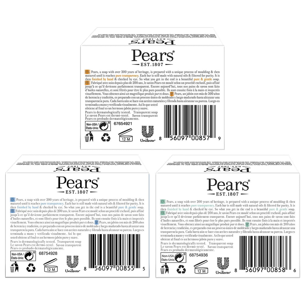 Pears jabon glicerina barra azul para limpieza delicada del rostro