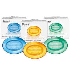 Pears jabón de glicerina azul con menta para piel suave y fresca.