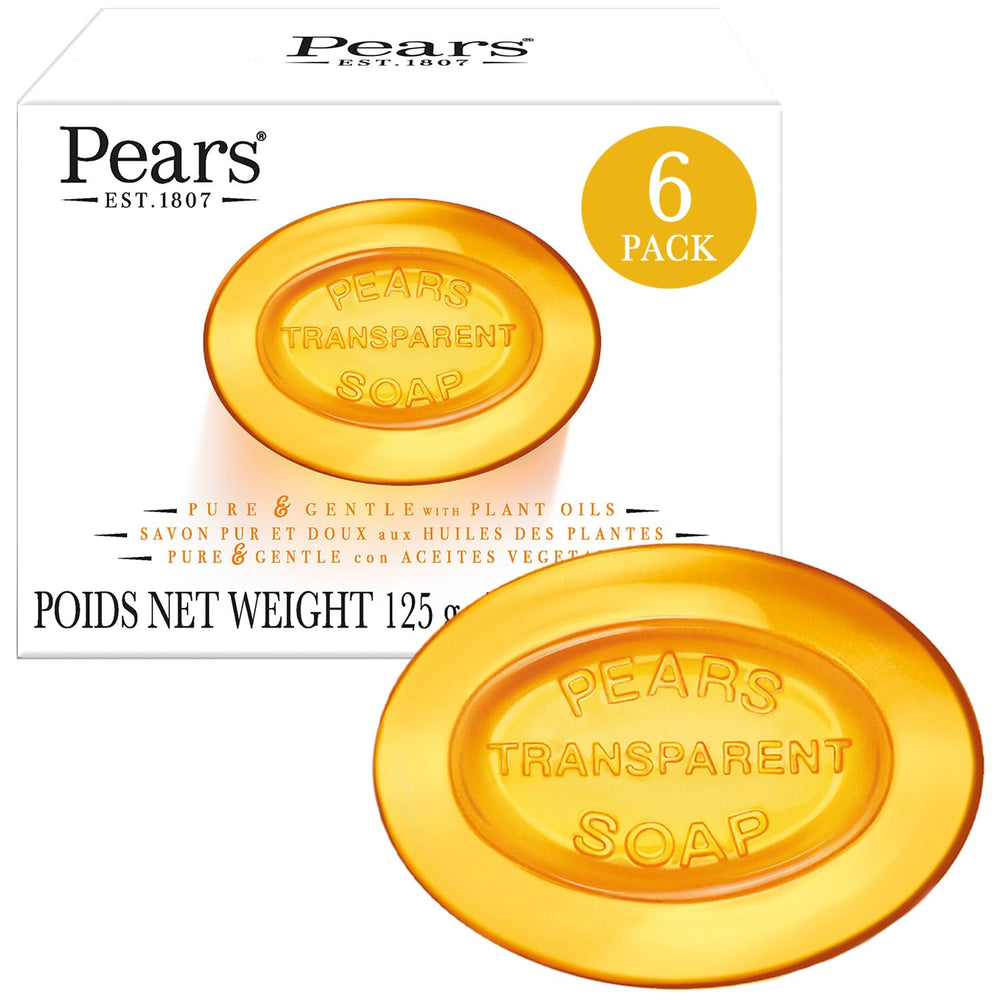 Pears Jabón Transparente Ámbar: limpieza suave e hidratación prolongada.