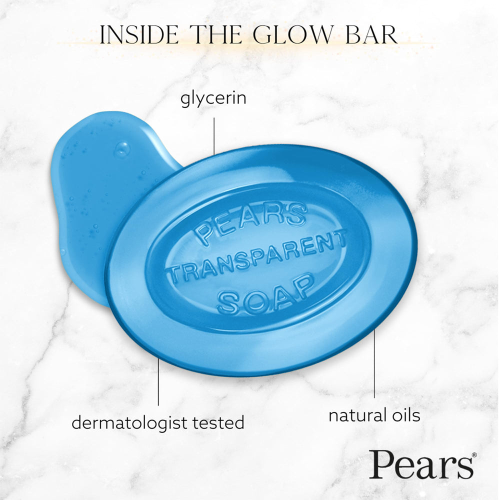 Pears soap bar on display emphasizes purity and versatility.