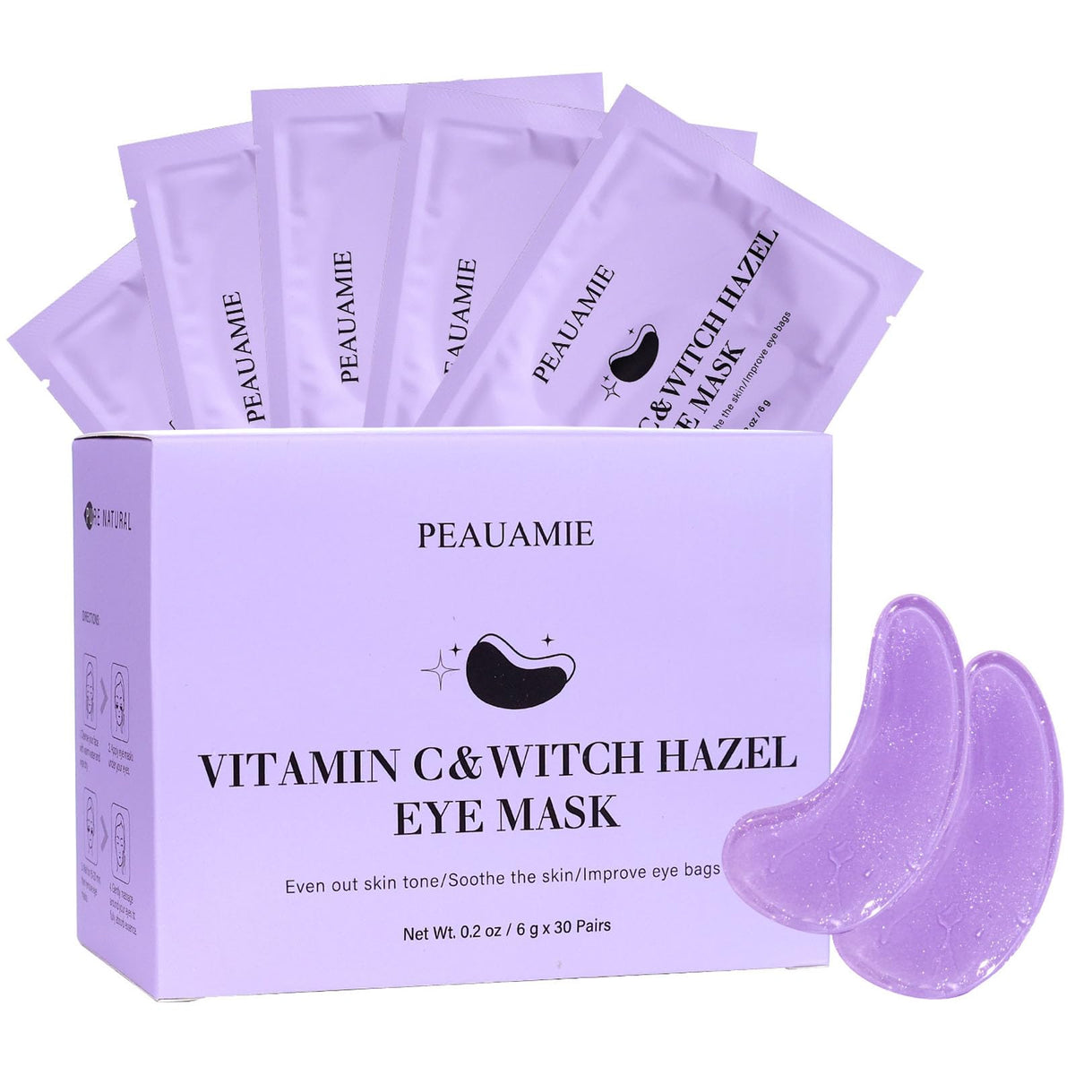 PEAUAMIE eye patches packaging for easy at-home routine.