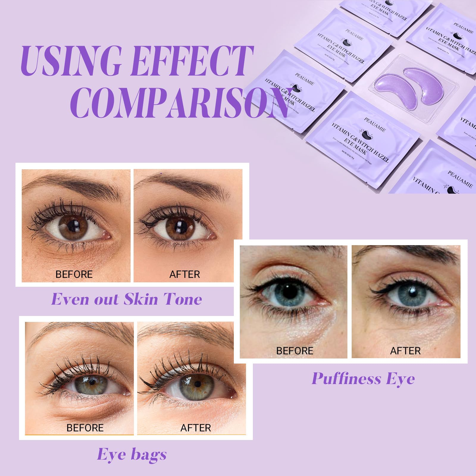 PEAUAMIE eye patches during use for a 15–20 minute break.