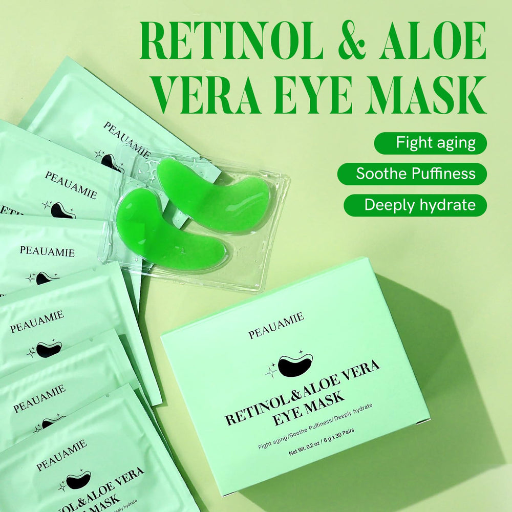 PEAUAMIE eye mask with retinol and aloe refresh tired eyes after long days.