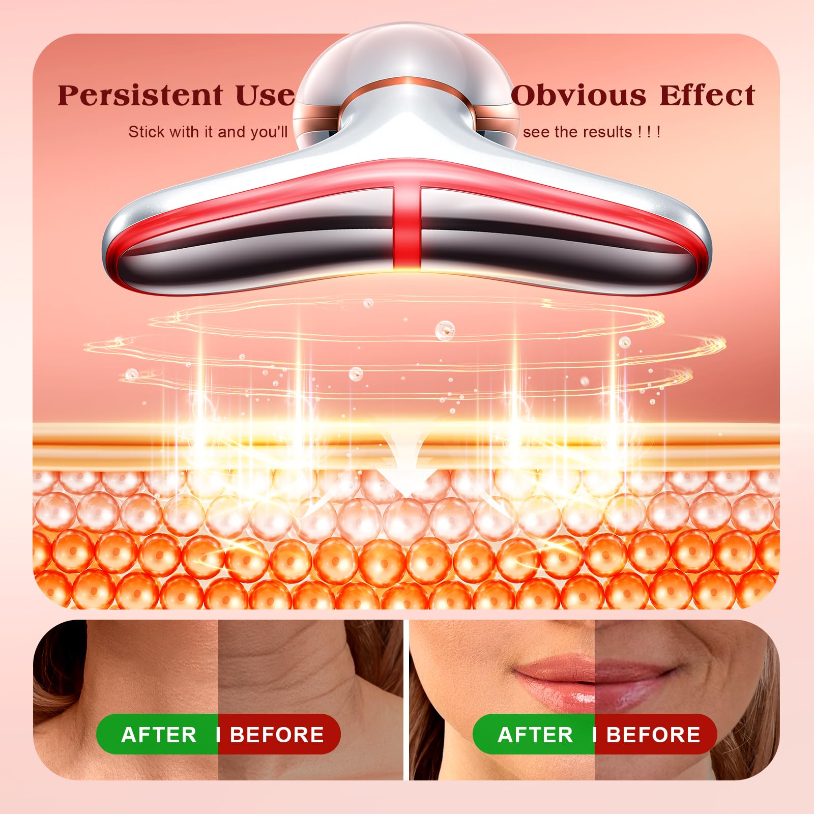 Pedete 7-color lights support targeted skincare routines.
