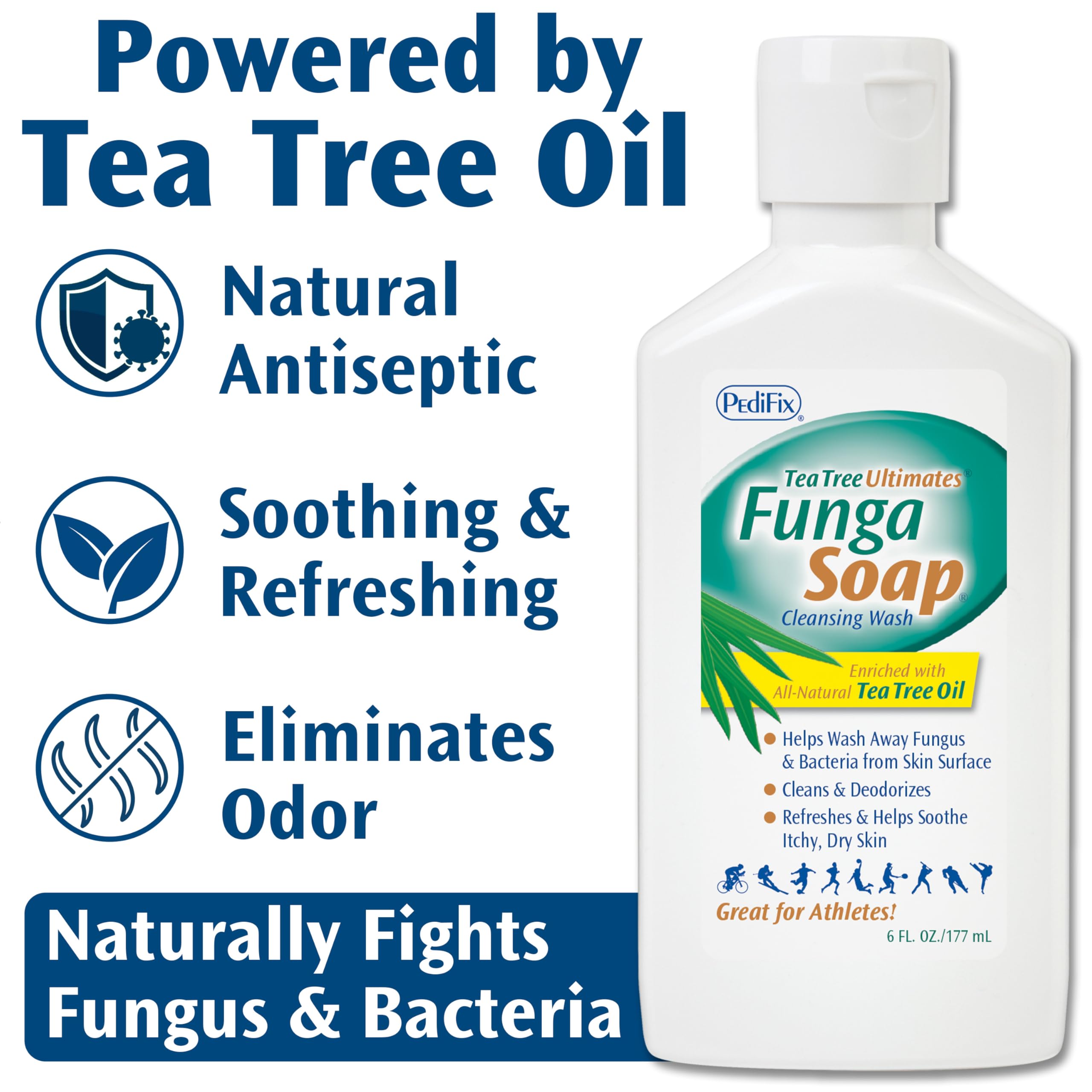 Pedifix FungaSoap árbol de té, cuidado diario para cuerpo y pies.