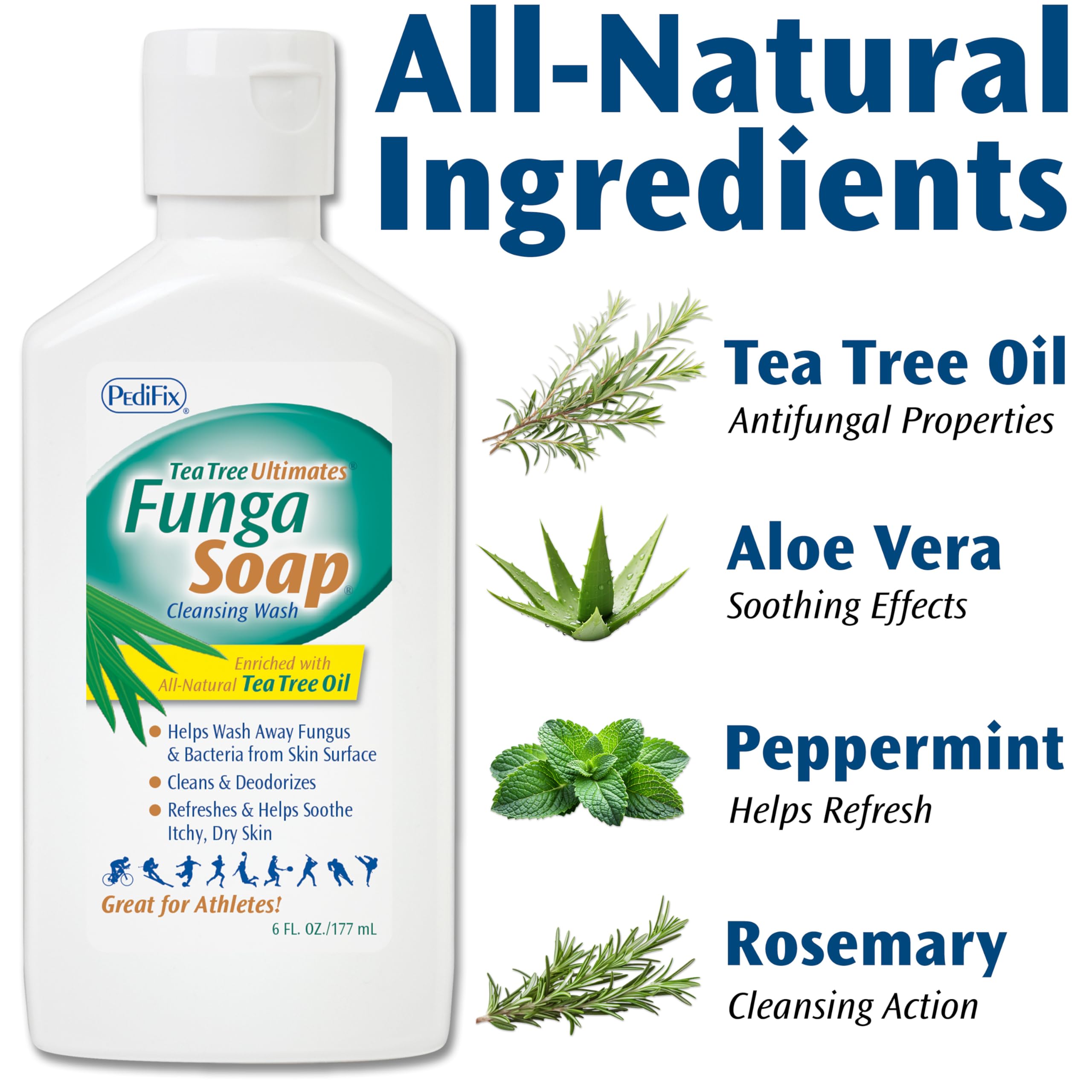 Pedifix FungaSoap árbol de té, espuma cremosa para piel suave.