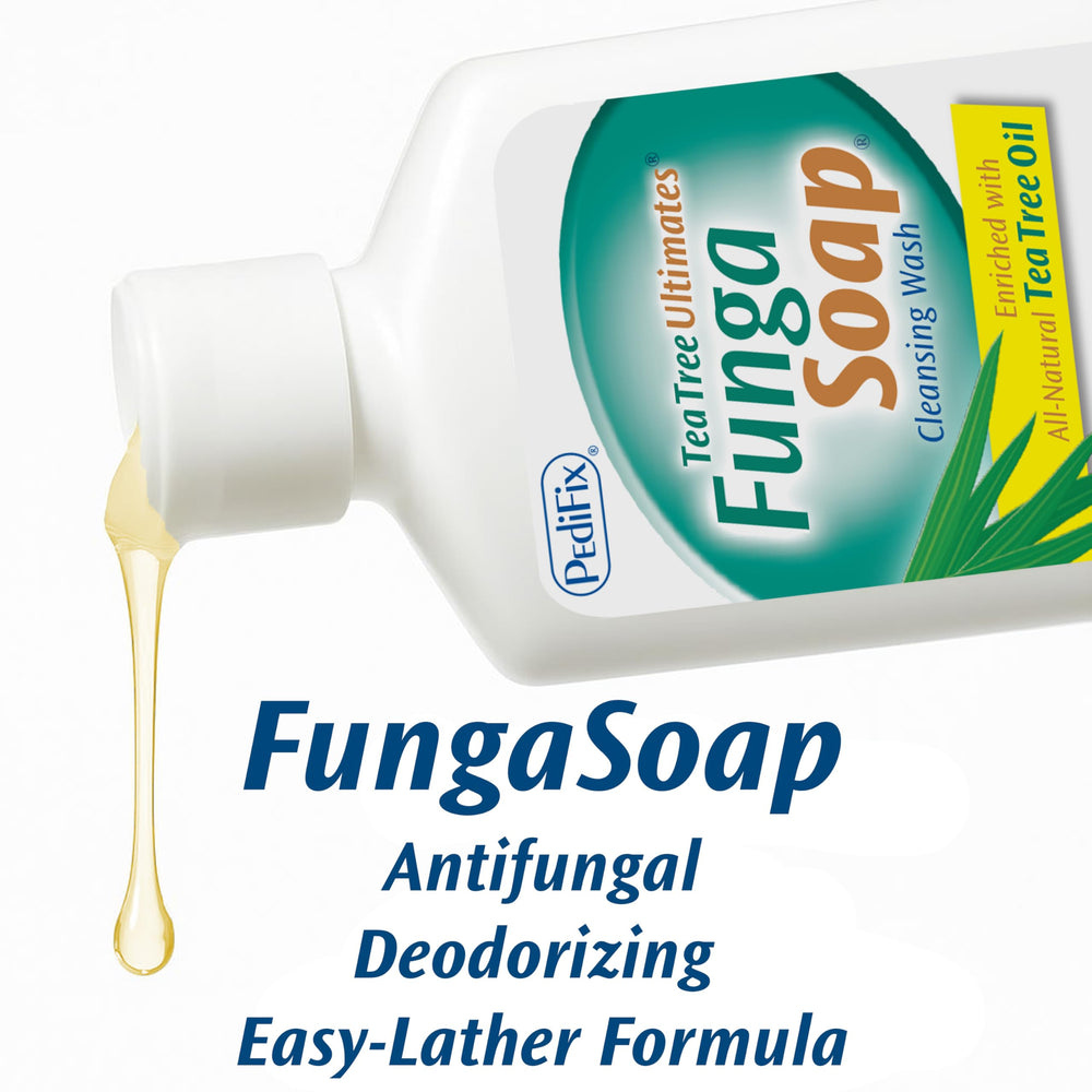 Pedifix FungaSoap árbol de té, hidratación suave para pieles sensibles.