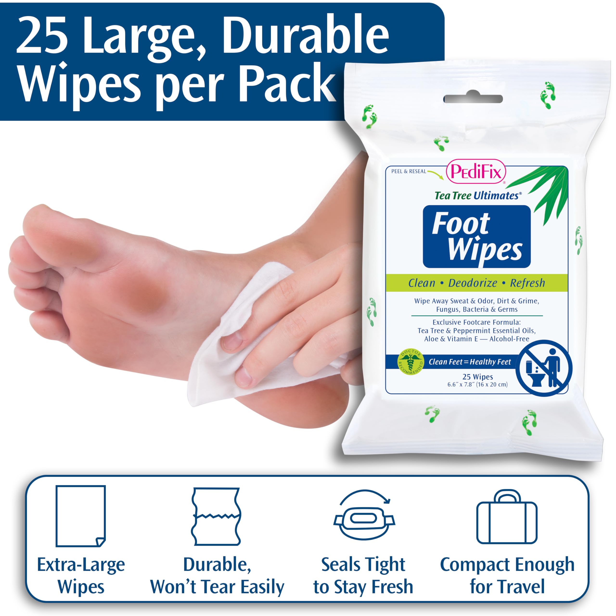 Pedifix Tea Tree Ultimates Foot Wipes travel pack ready for gym use