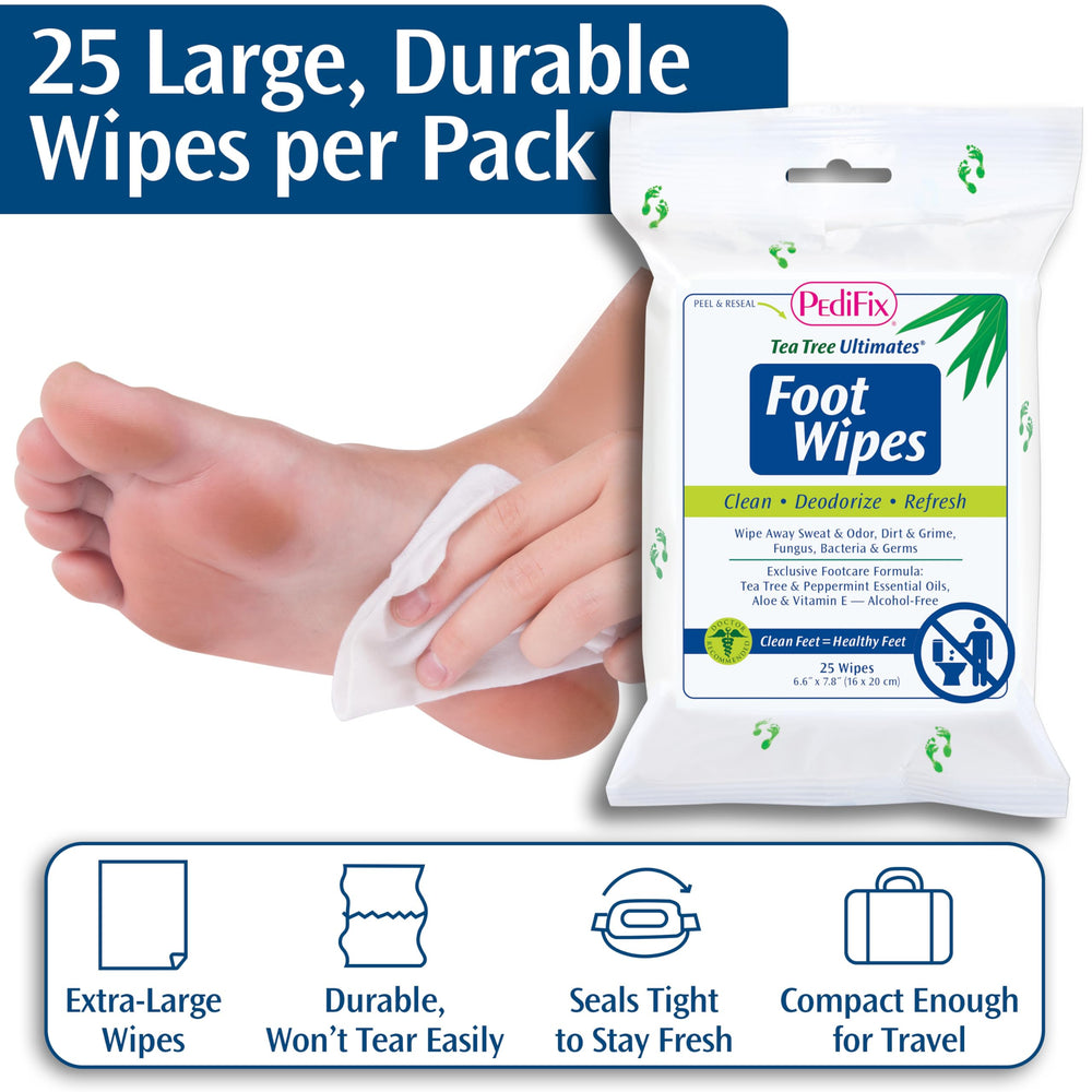 Pedifix Tea Tree Ultimates Foot Wipes travel pack ready for gym use