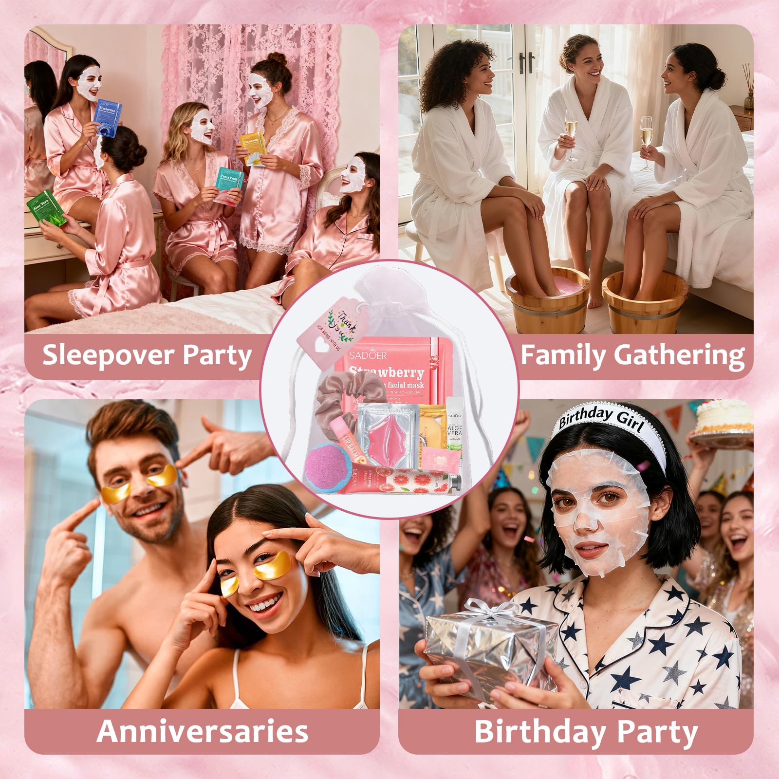 Peenice hair ties help keep spa looks neat during pampering.