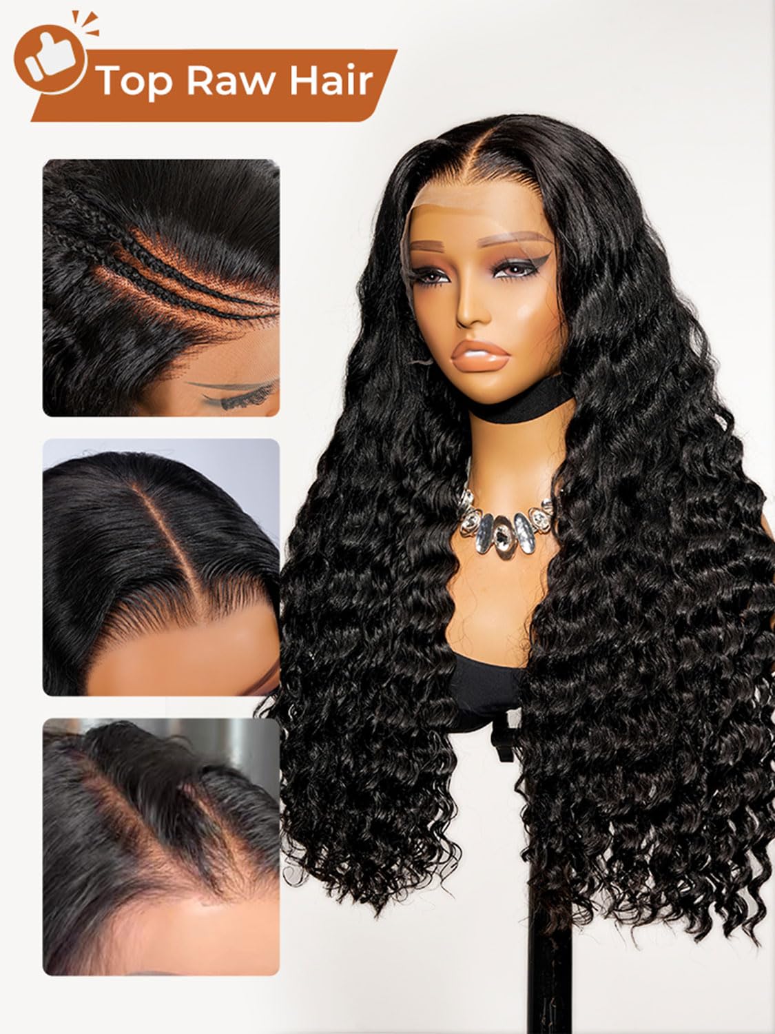 Peerless pre-plucked glueless wig for quick, secure wear.