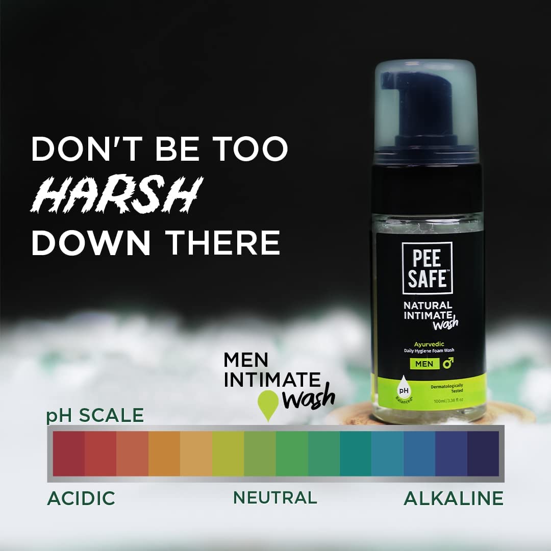 Pee Safe Jabon Íntimo Hombre, envase práctico para la ducha.