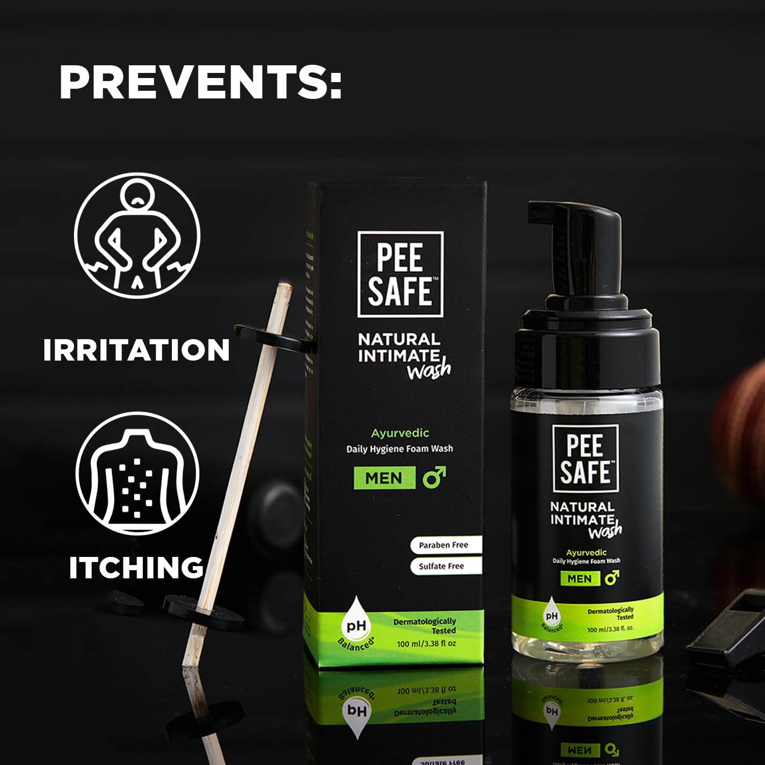 Pee Safe Jabon Íntimo Hombre, uso recomendado antes y después del encuentro íntimo.