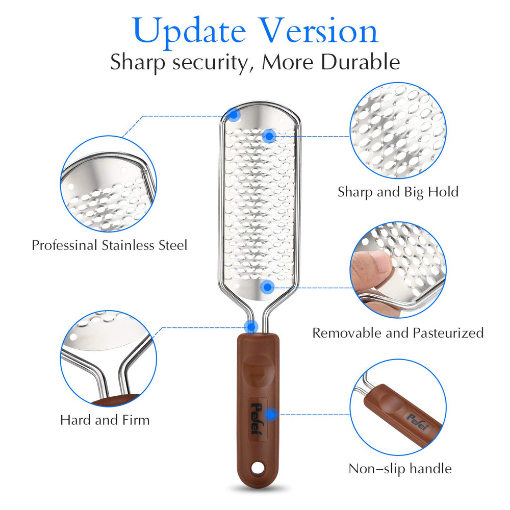Pefei Colossal Stainless Steel Foot Scrubber removes hard skin effectively.