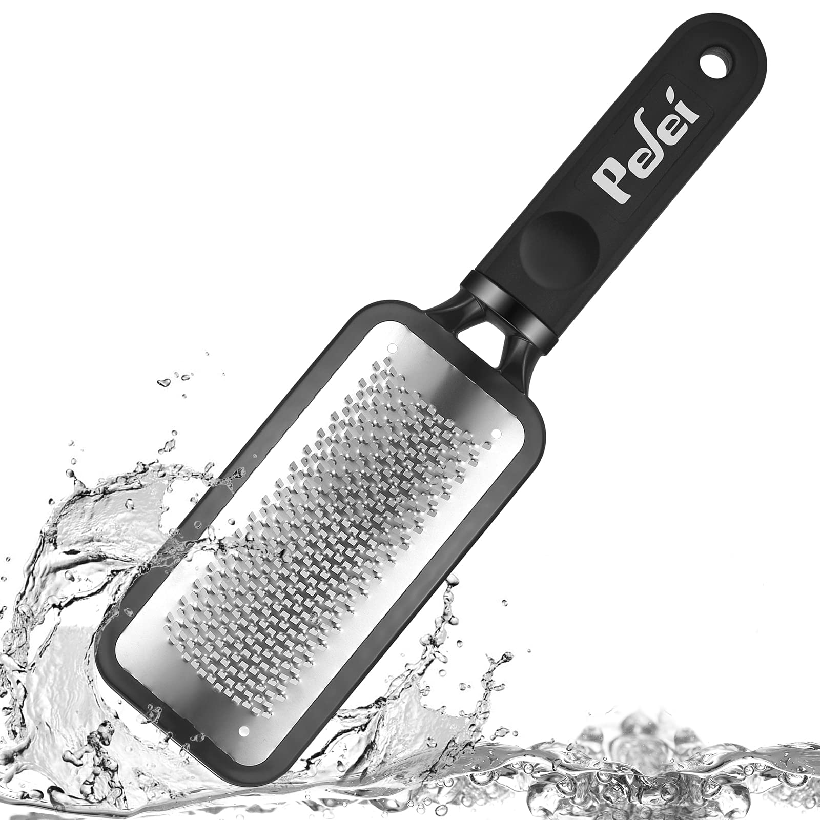 Pefei stainless steel rasp for callus removal on tough skin.