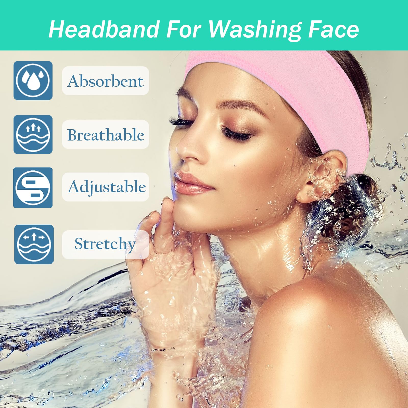 Pejnl headband absorbent terry cloth keeps hair dry during face washing.