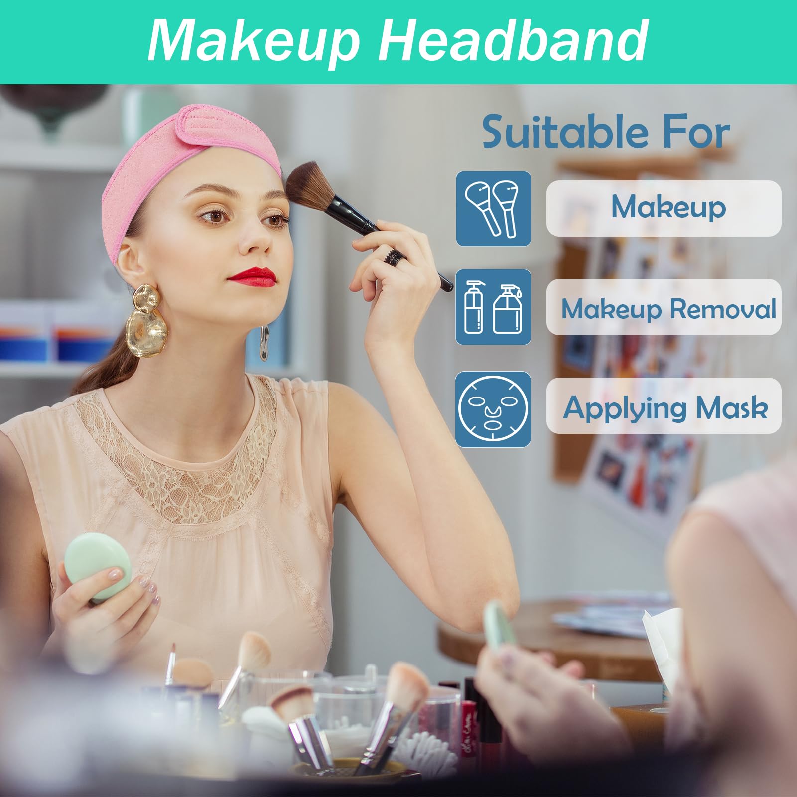 Pejnl headband stretchy soft material offers gentle comfort during skincare.