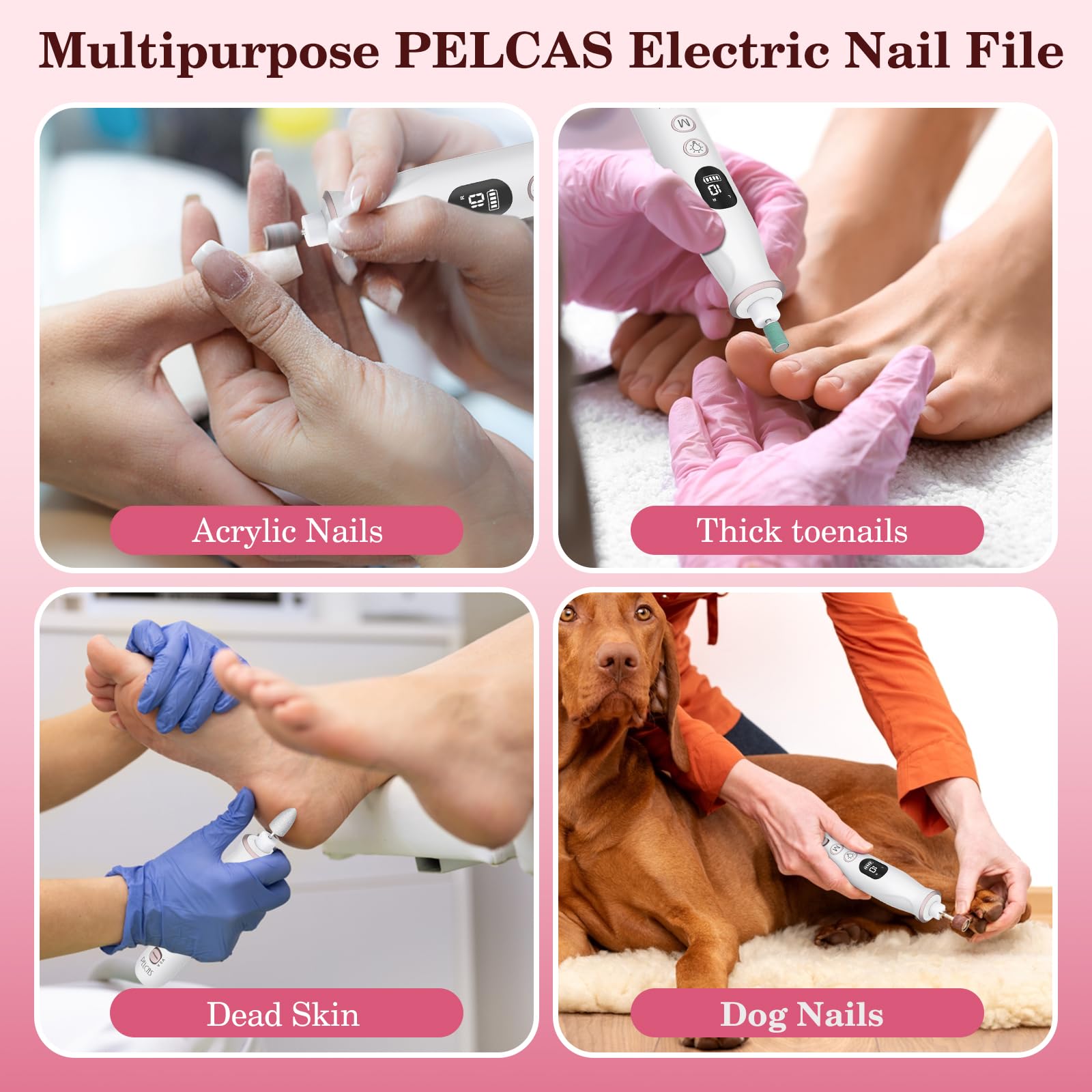 PEL-CAS dust shield and cleaning brush minimize nail dust during use