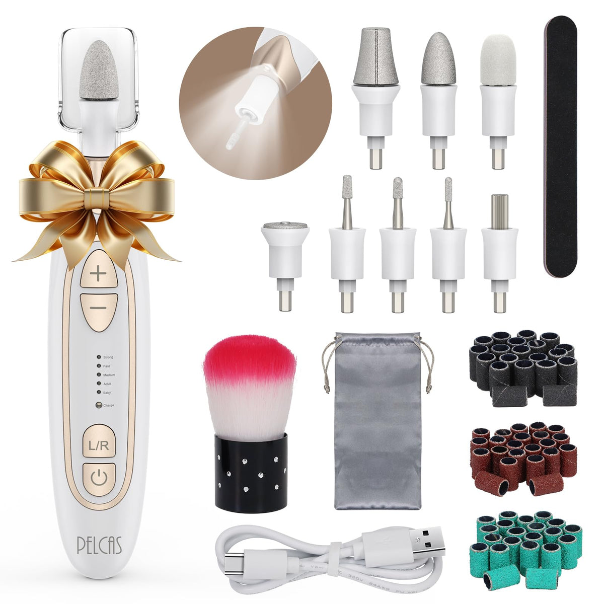 PELCA S Electric Toenail Grinder with LED light for precise at-home grooming