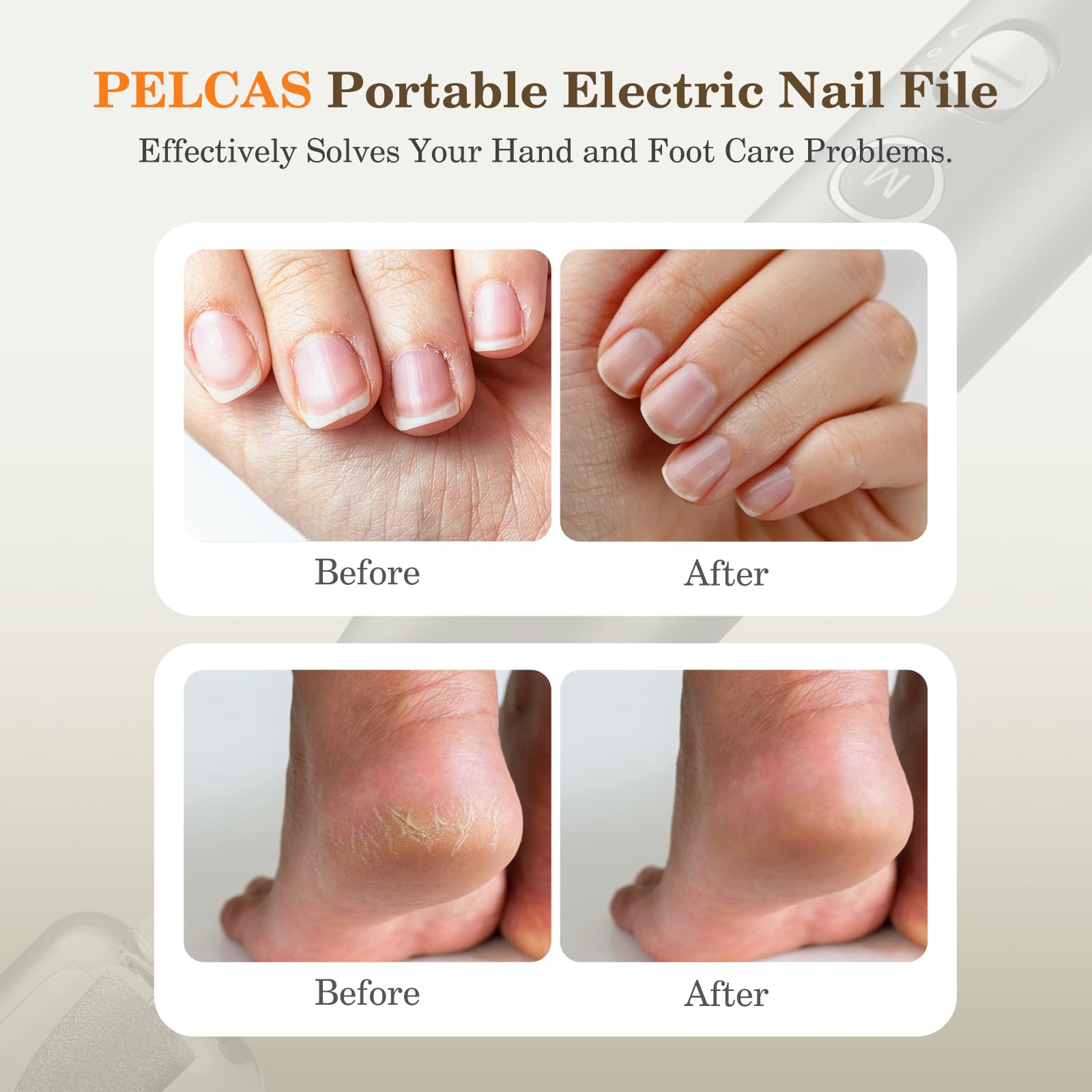 PEL CAS nail drill with LED light and 360-degree illumination