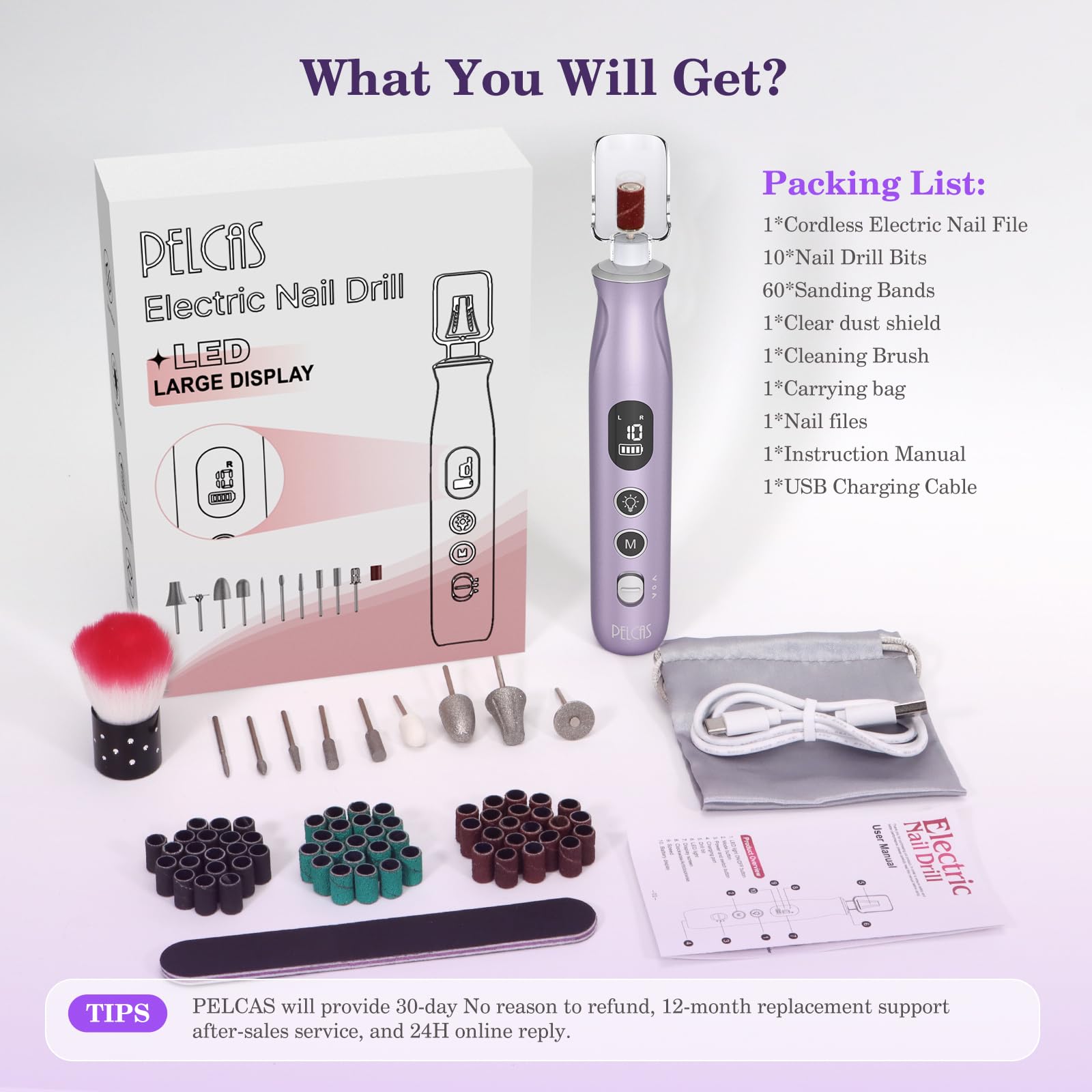 Pelcas USB charging cable for convenient charging anywhere.